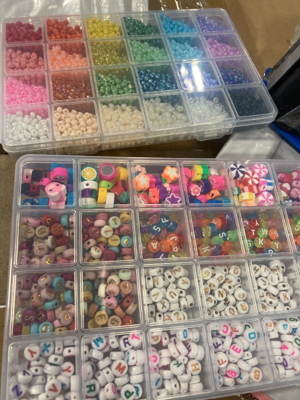 Photo 1 of ***USED**Pony Beads, 4800pcs 24 Colors 6x9 mm Plastic Pony Beads for Craft, Hair Beads for Braids, Colored Beads for DIY Projects - Pony Beads Bulk with Mixed Wrapped