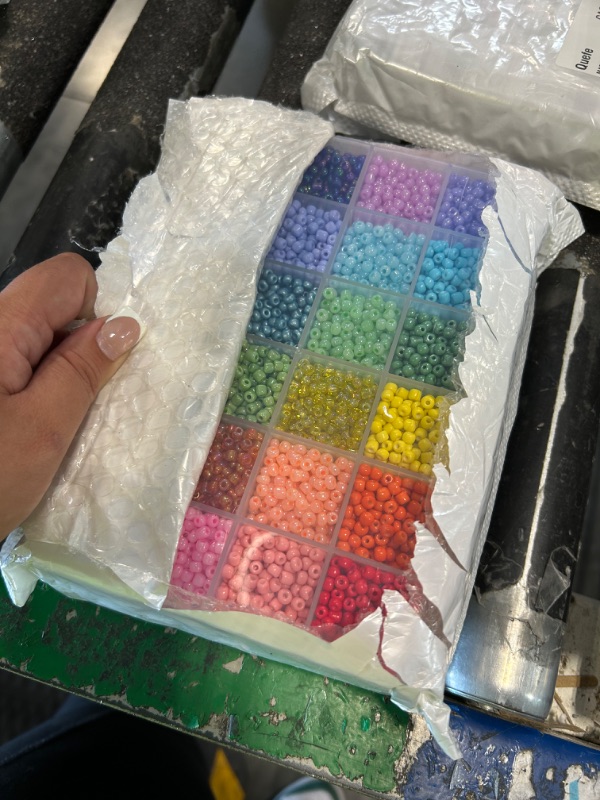 Photo 1 of ***USED**Pony Beads, 4800pcs 24 Colors 6x9 mm Plastic Pony Beads for Craft, Hair Beads for Braids, Colored Beads for DIY Projects - Pony Beads Bulk with Mixed Wrapped