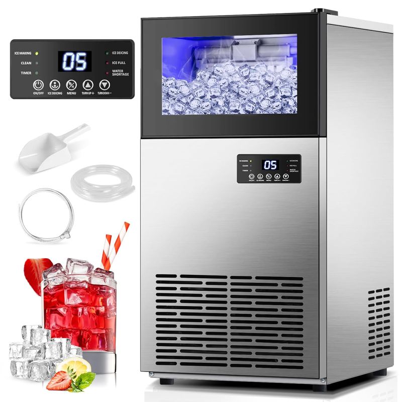 Photo 1 of Commercial Ice Maker 130 LBS/24H, Upgraded 15" Wide Under Counter Ice Maker with 35LBS Ice Capacity, Commercial Ice Machine Self Clean Stainless Steel Freestanding Large Ice Maker for Home/Bar/Outdoor
