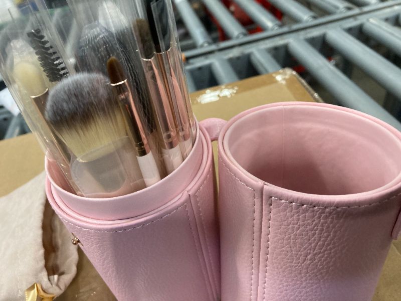 Photo 3 of ****USED*** Z'OREYA Makeup Brush Set 12pcs Pink Synthetic Makeup Brushes Travel Set With Holder Makeup Brush Organizer Foundation Powder Contour Blush Eye Cosmetic Brush Sets in Case With Bonus Gift Makeup Sponge