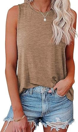 Photo 1 of ***might be different style*** Bliwov Womens Fashion Tank Tops Crewneck Loose Fit Basic y2k Going Out Clothes Casual Summer Sleeveless Shirts for Women 2024   XL SIZE