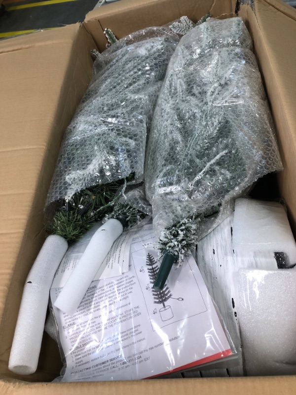 Photo 1 of "LIKE NEW"
Puleo International Pre-Lit Potted Flocked Arctic Fir Pencil Artifical Artificial Christmas Tree & 6.5 Foot Pre-Lit Flocked Portland Pine Pencil Artificial Christmas Tree Arctic Fir 120 Clear Lights + Christmas Tree