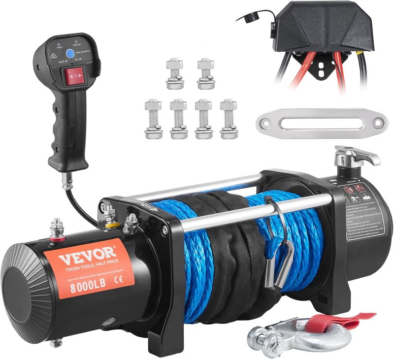 Photo 1 of "LIKE NEW"
VEVOR Electric Winch, 12V 8000 lb Load Capacity Nylon Rope Winch, IP67 7/20” x 85ft ATV Winch with Wireless Handheld Remote & Hawse Fairlead for Towing Jeep Off-Road SUV Truck Car Trailer Boat