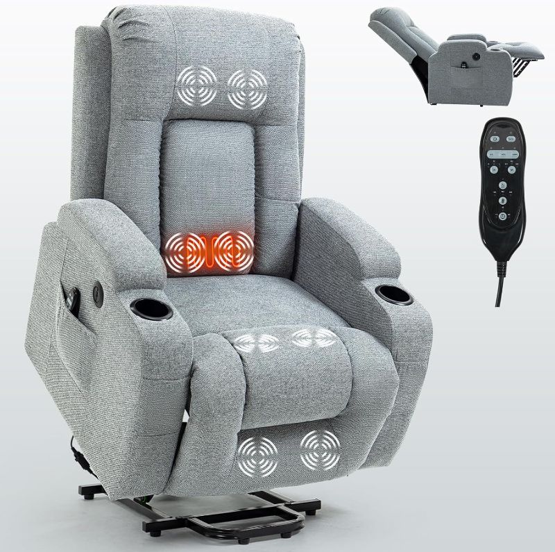 Photo 1 of ***USED***G22T Large 8-Point Vibration Massage and Lumbar Heating for Elderly,Infinite Position Okin Motor Up to 350 LBS Power Lift Recliner Chair for Living Room,Grey
