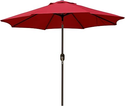 Photo 1 of Blissun 9' Outdoor Patio Umbrella, Outdoor Table Umbrella, Yard Umbrella, Market Umbrella with 8 Sturdy Ribs, Push Button Tilt and Crank

