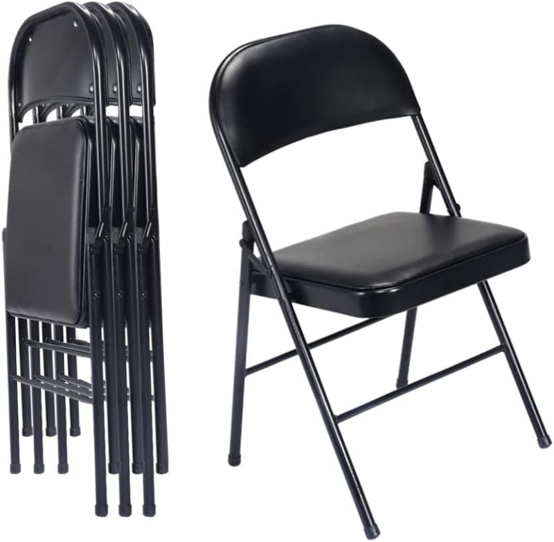 Photo 1 of "LIKE NEW"
Folding Chairs for Outside, Outdoor & Indoor Event Portable, Comfortable and Lightweight, 4 pack, Black Black 4 pack