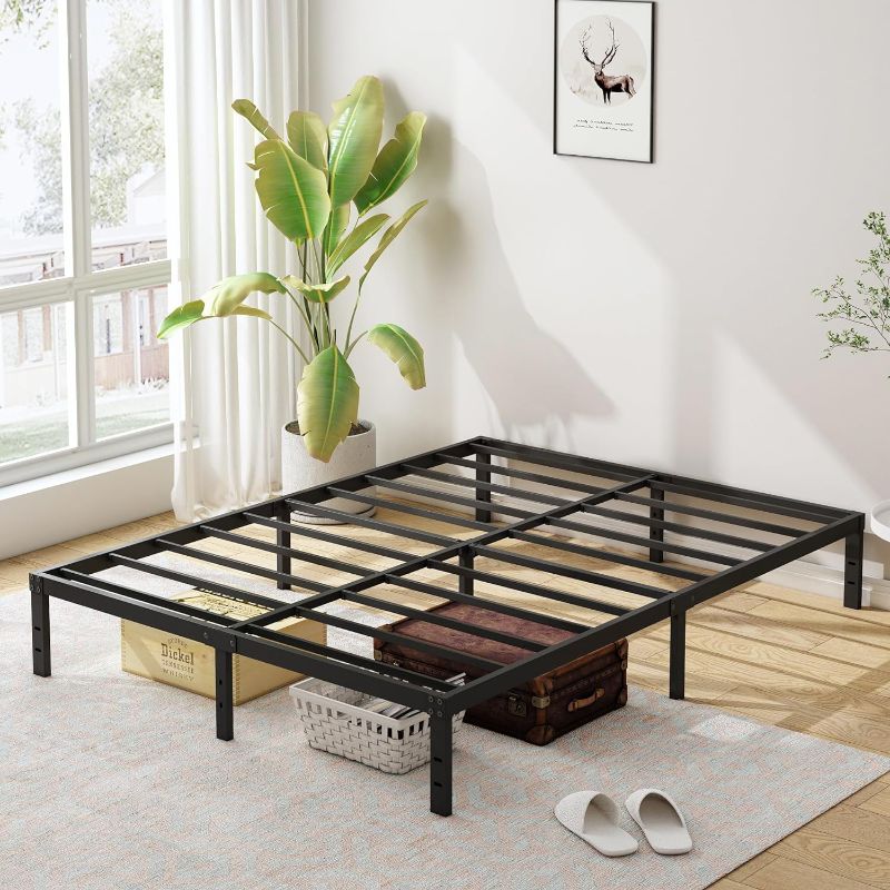 Photo 1 of 10 Inch California King Bed Frame, Platform Metal Bed Frame Cal King Size Heavy Duty Steel Slat Mattress Foundation, No Box Spring Needed, Easy Assembly, Noise-Free, Black