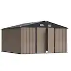 Photo 1 of ***USED***BOX 1 OF 2**** 10 ft. W x 10 ft. D Brown Storage Shed Galvanized Metal Shed with Lockable Doors 100 sq. ft. ***BOX 1 OF 2***