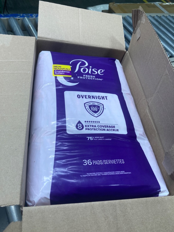 Photo 2 of ***NEW*** Poise Incontinence Pads & Postpartum Overnight Incontinence Pads, 8 Drop Extra Coverage, 72 Count (2 Packs of 36), 