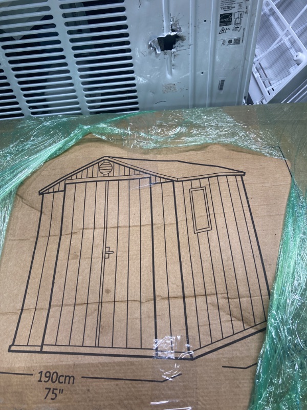 Photo 5 of ****USED****BOX 1 ONLY****missing box 2 with side panels**PARTS ONLY***SOLD AS IS**NO RETURNS***ALL SALES ARE FINAL*** **Keter Manor 6x6 Resin Outdoor Storage Shed Kit-Perfect to Store Patio Furniture, Garden Tools Bike Accessories, Beach Chairs and Lawn 