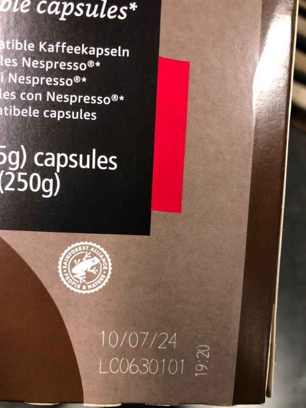 Photo 4 of ***USED**EXPIRES:10/7/2024**Amazon Brand - Solimo Espresso Capsules, Medium Roast, Compatible with Original Brewers, Pack of 1x50 Capsule (50 count) EXP 10/27/24