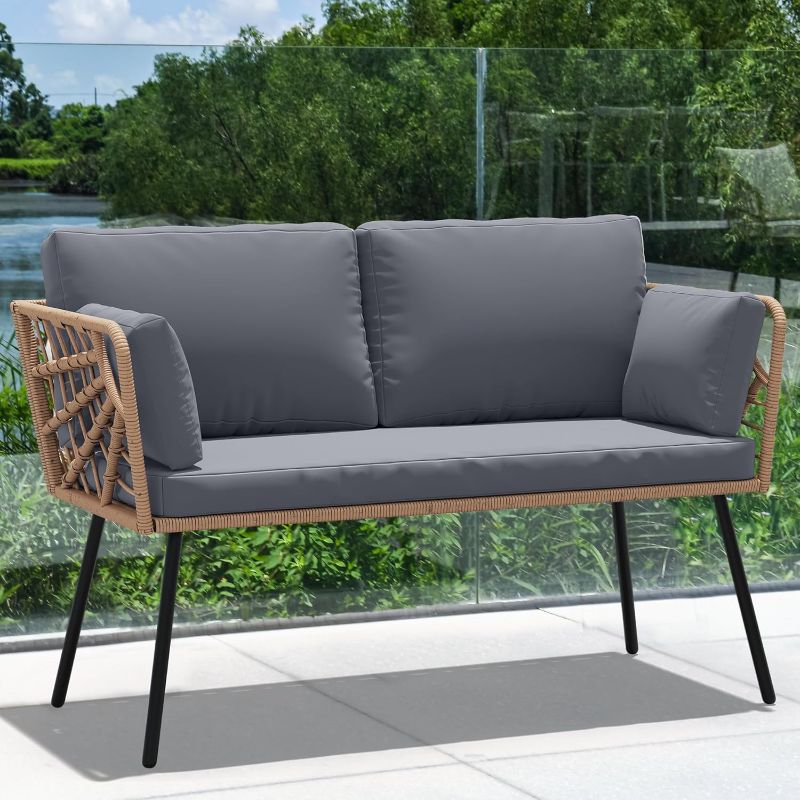 Photo 1 of ***SIMILAR ITEM***  YITAHOME  Patio Furniture Wicker Outdoor Loveseat, All-Weather Rattan Conversation for Backyard, Balcony and Deck with Soft Cushions (GRAY) 