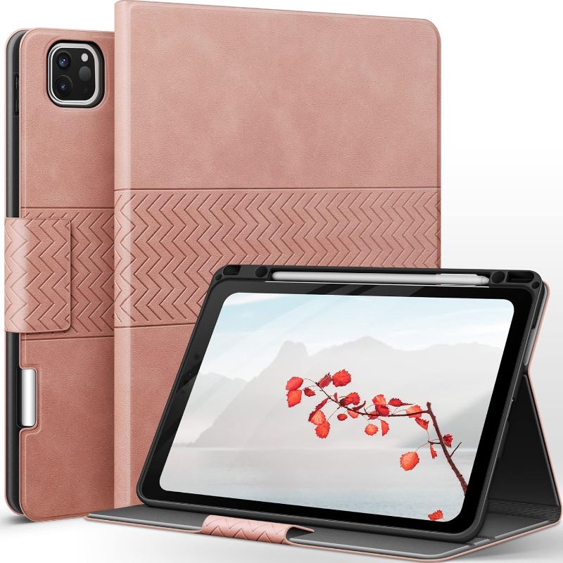 Photo 1 of **SIMILAR ITEM** Case for iPad Pro 12.9 6th/5th/4th/3rd Generation 2022/2021/2020/2018, Slim Durable Leather Stand Cover with Pencil Holder, Auto Sleep/Wake (Pink)