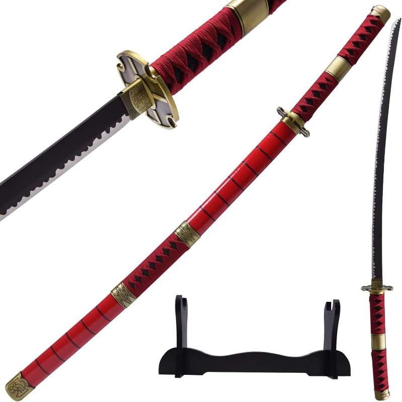 Photo 1 of 
sanshimoxing Handmade Katana Cosplay Anime Sword Roronoa Zoro Swords Sky Feather Slash Purple White Black Yama Enma JapaneseSamurai Sword