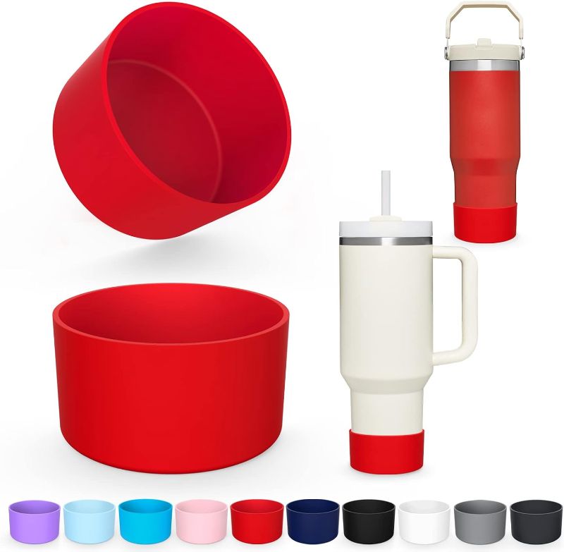 Photo 1 of 25 Colors Silicone Boot for Stanley 40 oz Quencher & IceFlow 20oz 30oz, 2 PCS Protective Tumbler Cup Boot Sleeve Water Bottle Accessories, BPA-Free Anti-Slip Bottom Cover, Dishwasher Safe
