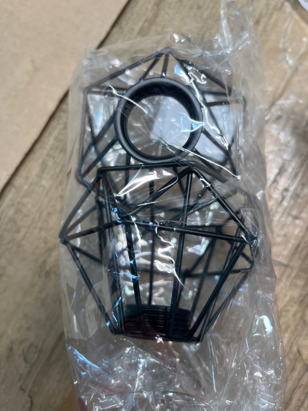 Photo 2 of ***USED**NOLITOY Lamp Guard 2pcs Black Industrial Vintage Style Light Cage for Pendant Lights Antique Lamp Holders Industrial Ceiling Fixture Lamp Shade Iron Wire Diamonds Shaped Medium Black