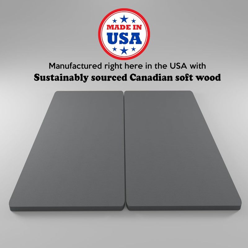 Photo 1 of 1.5-Inch Split Bunkie Board for Mattress/Bed Support - Fully Assembled, Improved Comfort and Support, Full, Gray.