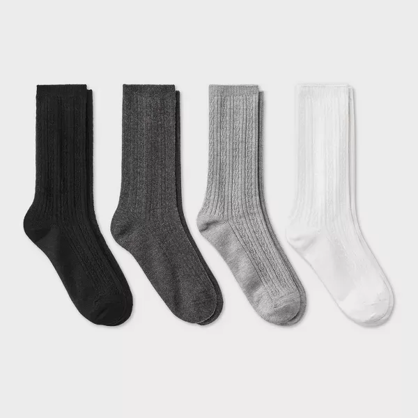 Photo 1 of ***USED ****Women's Ultra Soft Everyday Cable 4pk Crew Socks - Auden™ 4-10 (4 packs of 4)