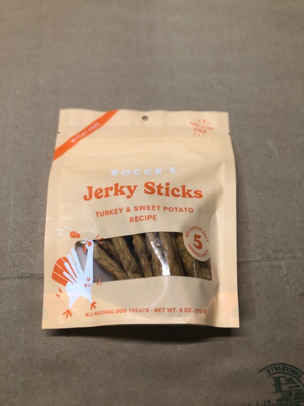 Photo 2 of Bocce's Bakery Grazers Turkey Jerky Dog Treats, 4-oz pouch