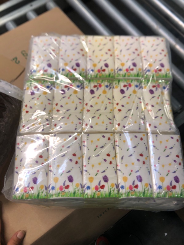 Photo 2 of 100 Pcs Tulip Facial Tissue Paper Pocket Tissue Bulk Travel Tissue 3 Ply Facial Tissues Individual Tissue Packs Tissues for Birthday Baby Shower