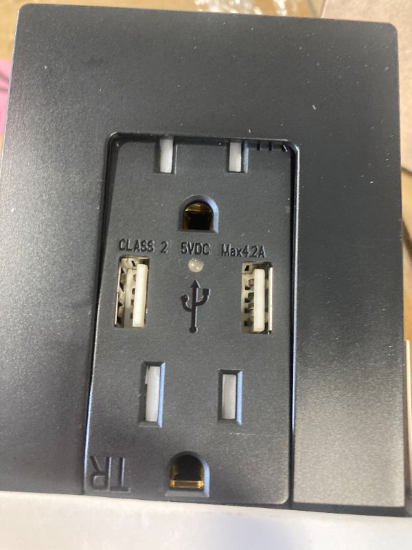 Photo 3 of ****USED**** Black USB Outlet, USB Charger Wall Outlet High Speed 4.2 Amp USB Ports with Smart Chip, 15A/125V Tamper Resistant Receptacle Electrical Outlet, Screwless Wall Plate, ETL Listed (2 Pack, Black) Black USB Outlet, 2 Pack