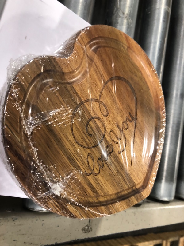 Photo 3 of ****CUTTING BOARDS ONLY****Charcuterie Boards - Wooden Cheese Server Tray with Knife Set, Chauratri Serving Gift for Mothers Day, Anniversary, Party & Kids, Food Tabla de Quesos (Heart Shape)