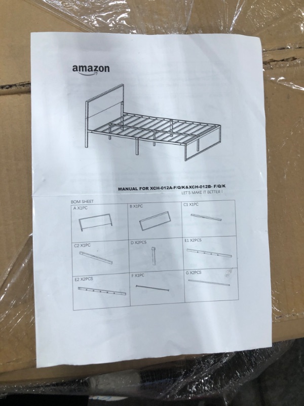 Photo 3 of ****USED***BOX IS DAMAGED*** QUEEN Bed Frame with Headboard and Footboard, 14 Inch Metal Platform Bed Frame, Under Bed Storage, Strong Metal Slats Support, Mattress Foundation No Box Spring Needed