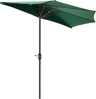 Photo 1 of 9' Outdoor Patio Half 5 Ribs Fade Resistant Condo or Townhouse Umbrella in Brown, Height: 7’ 11”. Canopy Diameter (Coverage Area): 9 ft