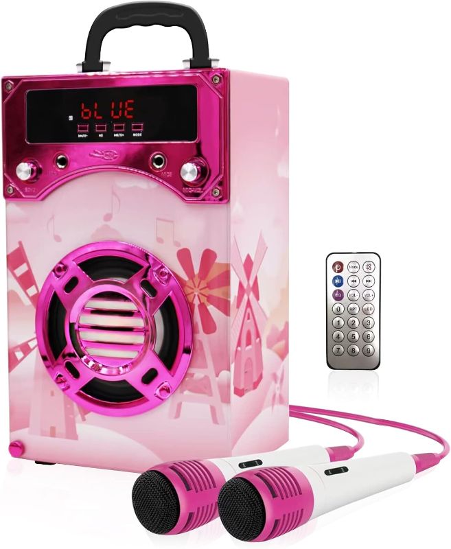 Photo 1 of ***USED***
Kids Bluetooth Karaoke Machine with 2 Microphones, Remote Control Wireless Karaoke Speaker Portable Karaoke Machine Music MP3 Player for Kids Adult Party Gift (Rosepink)
