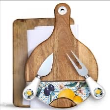 Photo 1 of Charcuterie Boards Cheese...Shape with Handle, Yallow) New
