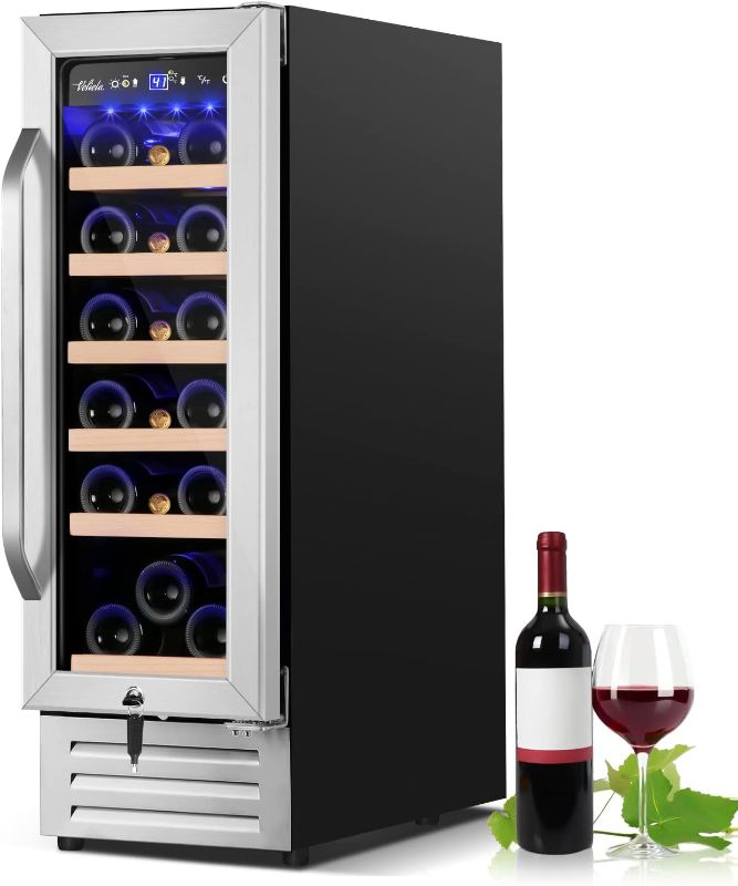 Photo 1 of 12 Inch Wine Cooler Refrigerator,Mini Wine Fridge 18 Bottle Capacity,Built-in or Freestanding Professional Wine Chiller with Quiet and Stable Temperature Control Systems.