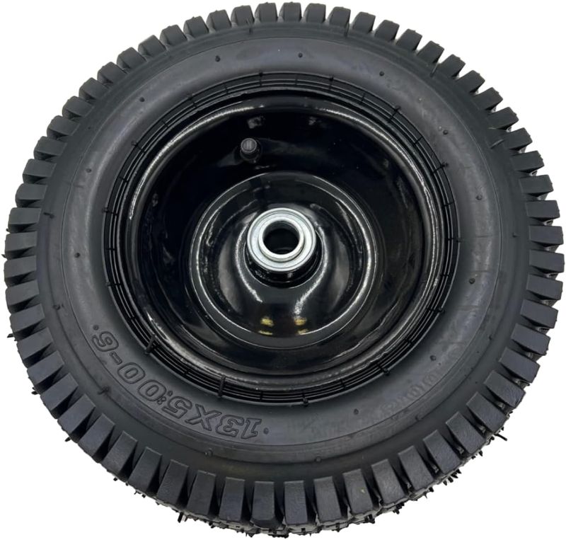 Photo 1 of 13x6.50-8 Black Wheel Assembly for Garden Wagons, Handcarts, and More 