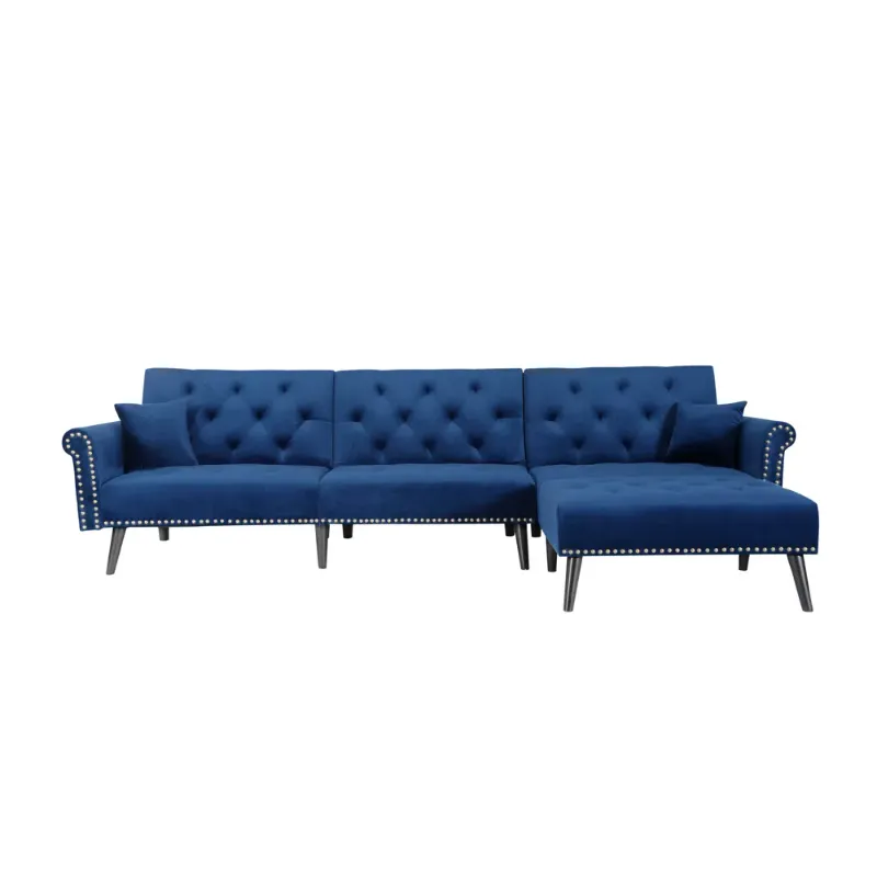 Photo 1 of ***BOX 1 OF 2*** Convertible Sofa Bed Sleeper GREY Velvet – Reversible Sectional Sofa Sleeper