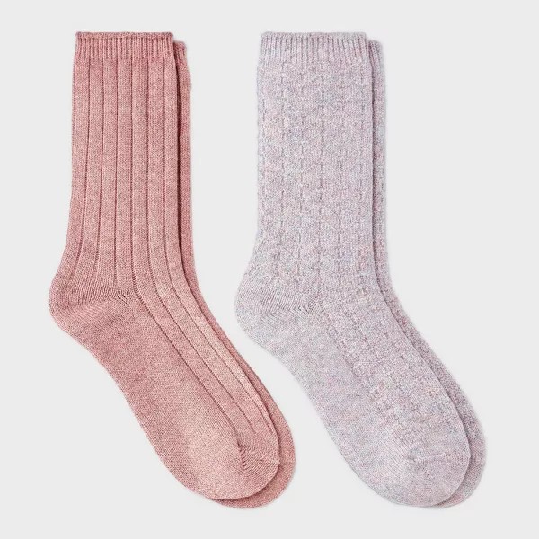 Photo 1 of **** 6 COUNT ****   Women's Brushed Terry Lined 2pk Cozy Crew Socks - Auden™  *** SIZE  4-10 ***
