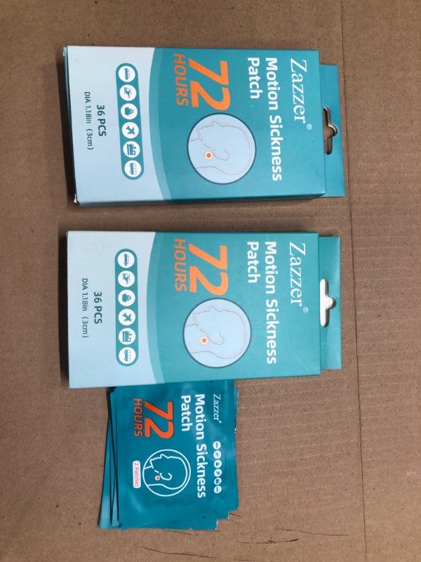 Photo 2 of ****USED***** 2pcs*** Zazzer 100% Natural Herb Patches for Migraine Headache Relief & Motion Sickness Relief, Soothe Headache Pain, Easy to Carry Pack of 36