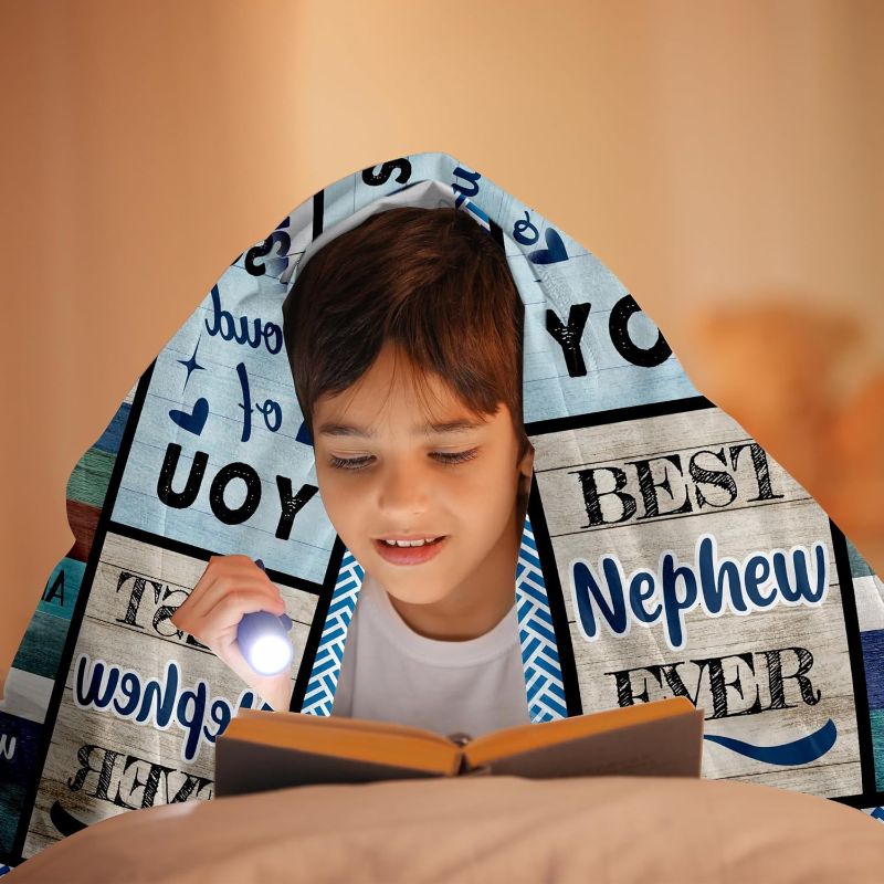 Photo 1 of  Nephew Gifts from Auntie, Gifts Blanket for Nephew,Nephew Gifts from Aunt Uncle, Birthday Gifts Idea for Nephew Adult, Nephew Valentine Graduation Gift Throw Blanket 60"X50"