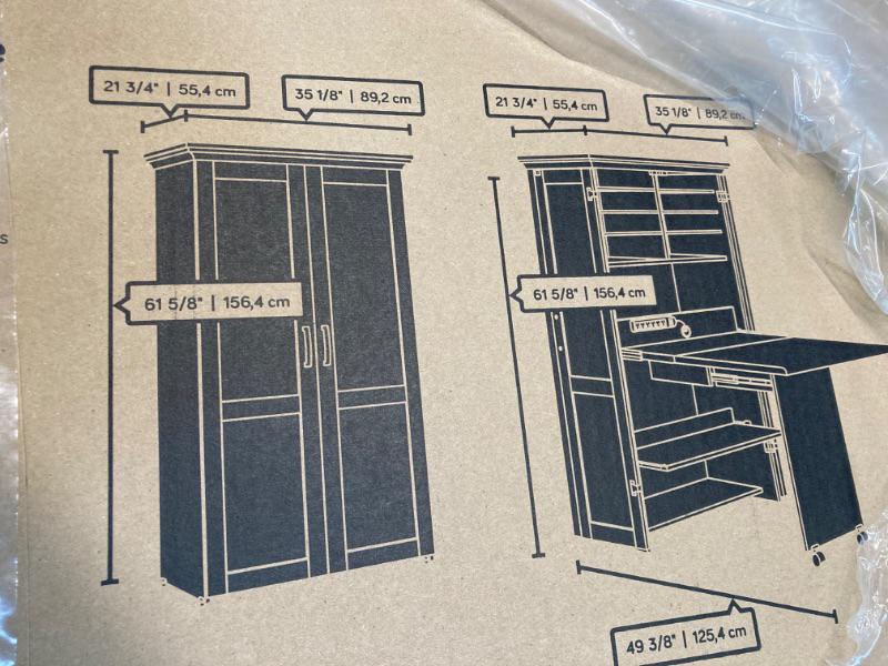 Photo 1 of BOX 1/2, NOT COMPLETE , Sauder Miscellaneous Storage Craft & Sewing Armoire, L: 35.12" x W: 21.81" x H: 61.58", Dakota Oak Dakota Oak Armoire