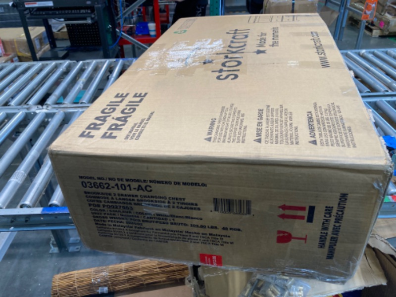 Photo 4 of Storkcraft Brookside 2 Drawer Changing Table Dresser (White) – GREENGUARD Gold Certified, Easy-to-Match Chest of Drawers and Cubbies for Nursery and Kids Bedroom, Includes Changing Table Topper White 2 Drawer Chest