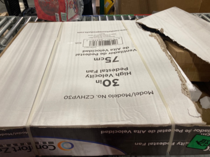 Photo 2 of Comfort Zone Industrial Pedestal Fan, 30 inch, 3 Speed, High Velocity, Adjustable Height 56” to 76”, Metal, Meets OSHA Standards, Airflow 36 ft/sec, Ideal for Garage, Workshop or Warehouse, CZHVP30