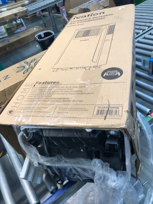 Photo 3 of ***AS IS / NO RETURNS -  FINAL SALE***parts only***
 9000 BTU Compact Portable Air Conditioner, Smallest AC Unit with Powerful Cooling, Multi-Speed Fan, Dehumidifier, Sleep Mode, Built-In Timer, Remote Control, Washable Filter, Wheels & Handle