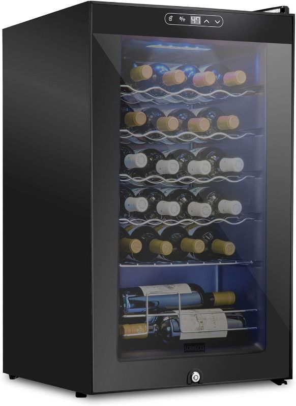 Photo 1 of ***AS IS / NO RETURNS -  FINAL SALE***parts only***
SCHMECKE 33 Bottle Dual Zone Wine Cooler Refrigerator w/Lock | Large Freestanding Wine Cellar | 41f-64f Digital Temperature Control Wine Fridge For Red, White, Champagne or Sparkling Wine - Black