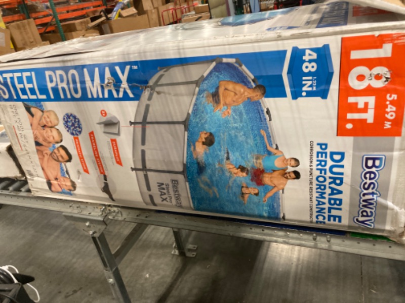 Photo 2 of Bestway 18' x 48" Round Above Ground Pool Set with 1,500 Filter Pump, Ladder, Cover and 1.5lb HTH Swimming Pool Chlorine Tabs 18' x 48"+ 1.5 lb Bottle