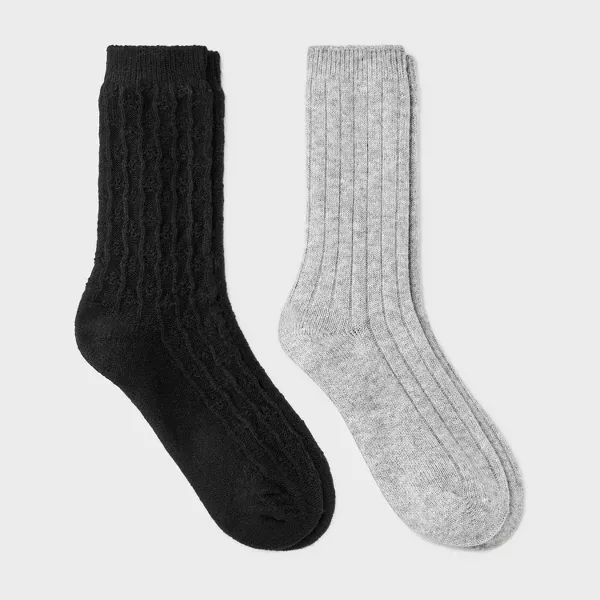 Photo 1 of  6 counts**Women's Brushed Terry Lined 2pk Cozy Crew Socks - Auden™ 4-10