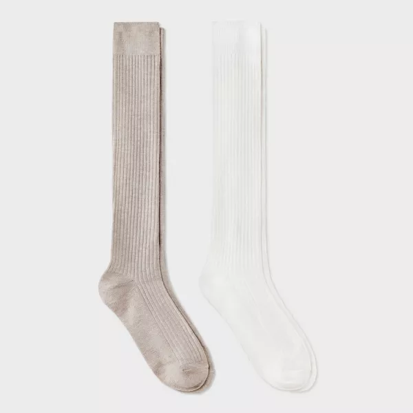 Photo 1 of 4 counts***Women's Ultra Soft Everyday Rib-Knit 2pk Knee High Socks - Auden™ 4-10