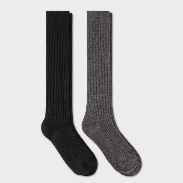 Photo 1 of 4 counts***Women's Ultra Soft Everyday Rib-Knit 2pk Knee High Socks - Auden™ 4-10