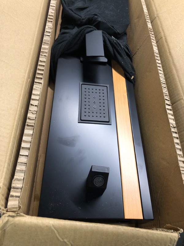 Photo 1 of ****BROKEN HANDLE***PARTS ONLY/AS IS/NO RETURN
Bathfinesse Shower Wall Panels Bathroom Shower Panel Tower System Multifunction Bamboo Wood and Stainless Steel Body Spray Jets Rainfall Waterfall Head with Handheld Wand and Tub Spout Wall Mount