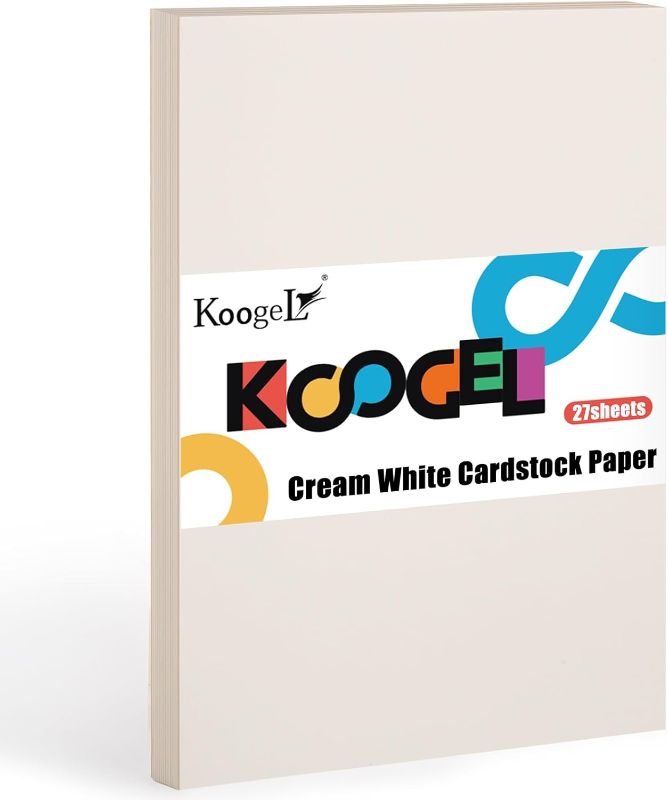 Photo 1 of *****pack of 2*****
Koogel 27 Sheets A4 Cardstock for Crafts, Ivory Cardstock Paper Cream White Card Stock for Kids Art Crafts Card Making Scrapbooking 250gsm 27PCS.