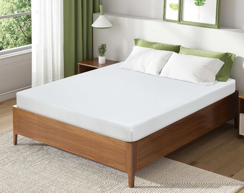 Photo 1 of ****USED**NOT IN ORIGINAL PACKAGE*** 6 inch Queen Size Mattress, Green Tea Memory Foam Mattress for Pressure Relief, Medium Firm Mattress Zoned Pressure Relief Mattress,Bed in a Box, CertiPUR-US Certified Fiberglass Free