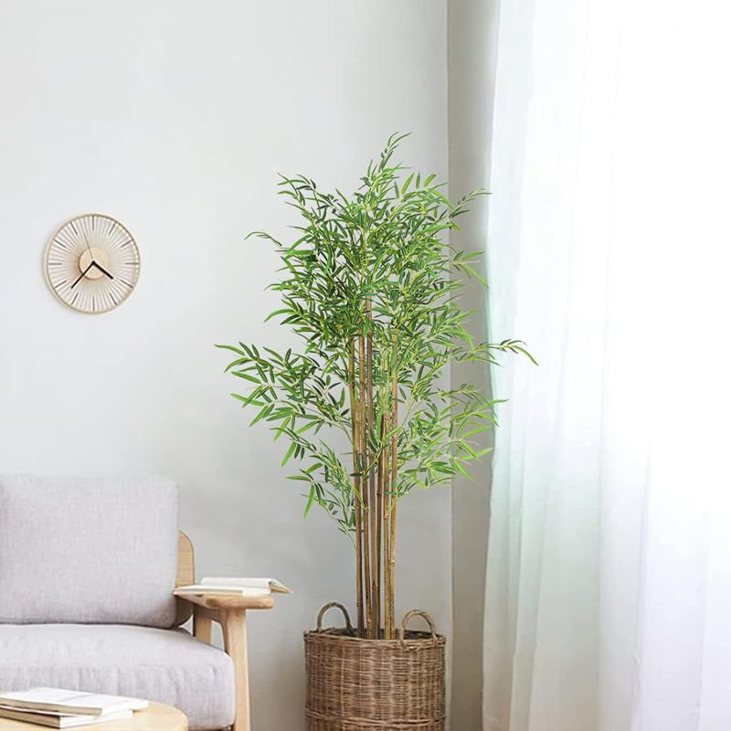 Photo 1 of  Artificial Bamboo Tree 5FT Tall Faux Silk Plant for Home Office Indoor Outdoor Decor Fake Bamboo Tree with Lifelike Leaves