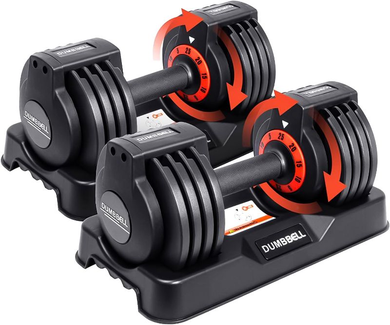 Photo 1 of 25/55LB Pair Adjustable Dumbbells Weights Set, 5in1 Free Weights Dumbbell with Anti-Slip Metal Handle, Suitable for Home Gym Exercise Equipment